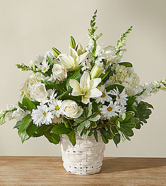S5452 Panier fleuri ivoire élégant