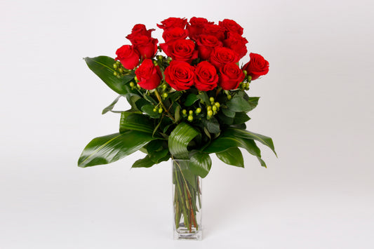 18 Roses dans un vase en option