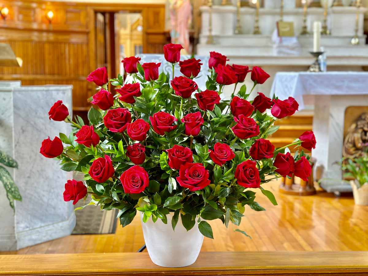 Corbeille de Roses Rouges